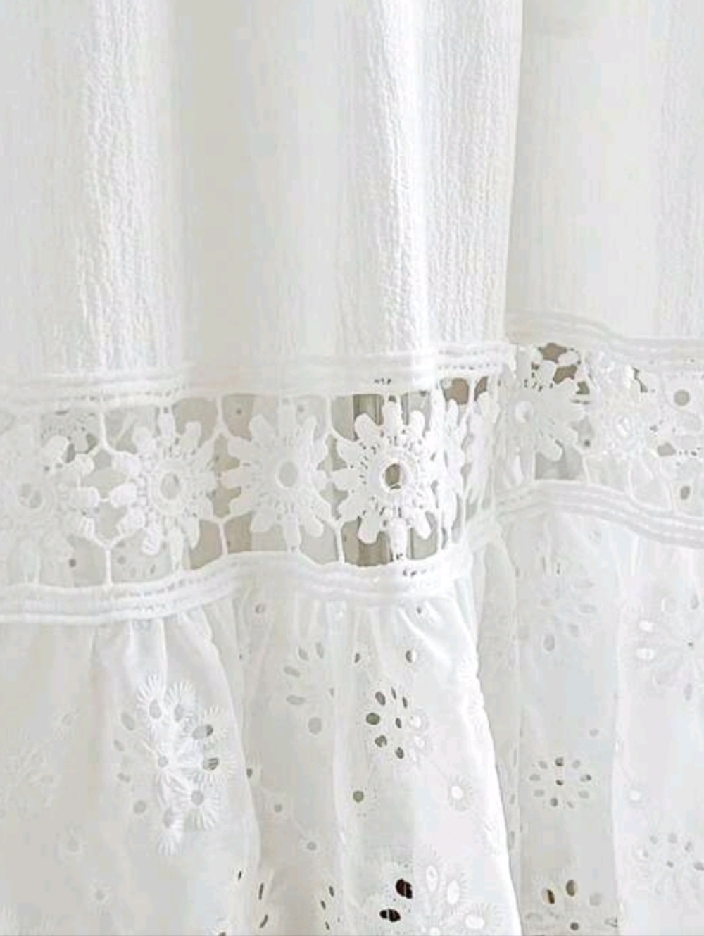 * New Boho Sheer Embroidered Eyelet Lace Maxi Dress White - Picture 9 of 12